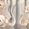 Swans & Flower 3D Abstract Design Home Decor Premium Quality Poster Print Choose Your Sizes - Image 2