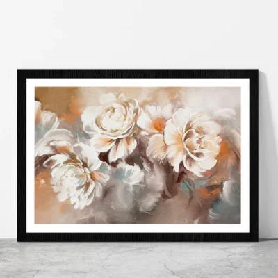 Beautiful Flowers Oil Painting Glass Framed Wall Art, Ready to Hang Quality Print