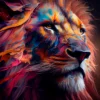 Lion Colorful Oil Painting Glass Framed Wall Art, Ready to Hang Quality Print - Image 2
