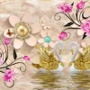 Swans & Flowers 3D Design Home Decor Premium Quality Poster Print Choose Your Sizes - Image 2