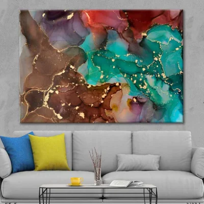 Waves And Golden Swirls Alcohol Ink Print 100% Australian Made