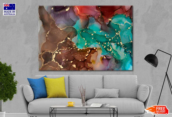 Waves And Golden Swirls Alcohol Ink Print 100% Australian Made
