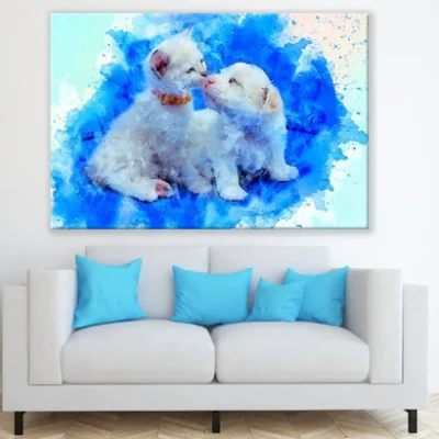 Cats & Blue Color Abstrct Design Print 100% Australian Made