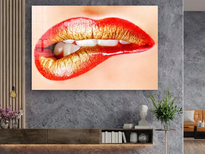Provocative Red Lips Print Tempered Glass Wall Art 100% Made in Australia Ready to Hang - Image 3