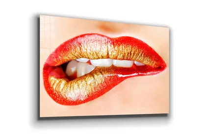 Provocative Red Lips Print Tempered Glass Wall Art 100% Made in Australia Ready to Hang - Image 4