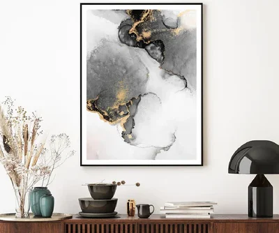 Black Gold Marble Abstract Design Home Decor Premium Quality Poster Print Choose Your Sizes