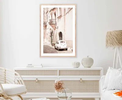 Vintage House & Car View Photograph Home Decor Premium Quality Poster Print Choose Your Sizes