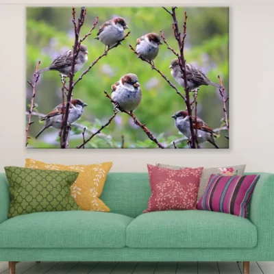 Brown Birds on Tree Branch Photograph Print 100% Australian Made