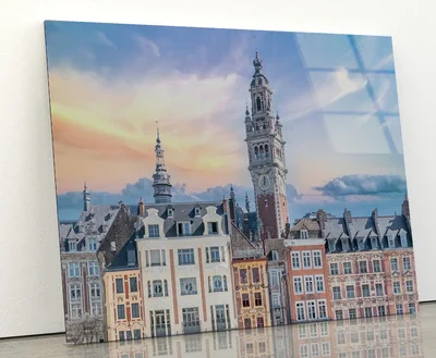 Lille City Centre Square and Sky Acrylic Glass Print Tempered Glass Wall Art 100% Made in Australia Ready to Hang