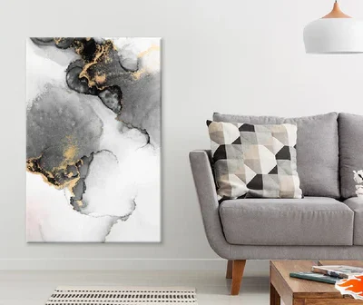 Black Gold Marble Abstract Design Print 100% Australian Made