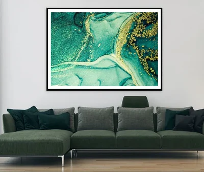 Green & Gold Splash Abstract Design Home Decor Premium Quality Poster Print Choose Your Sizes