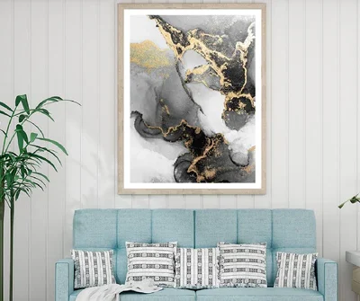 Black & Gold Splash Abstract Design Home Decor Premium Quality Poster Print Choose Your Sizes