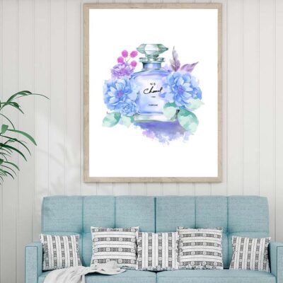 Blue Purple Elegant Fashion Bottle Design Home Decor Premium Quality Poster Print Choose Your Sizes