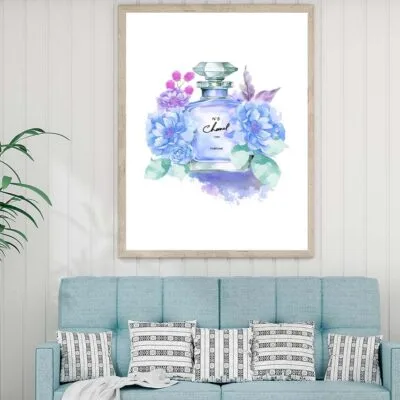 Blue Purple Elegant Fashion Bottle Design Home Decor Premium Quality Poster Print Choose Your Sizes