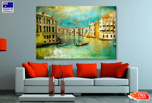 Amazing Venice – Artwork in Retro Style Wall Art Decor 100% Australian Made