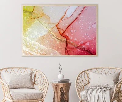 Pink Yellow & Gold Abstract Art Home Decor Premium Quality Poster Print Choose Your Sizes