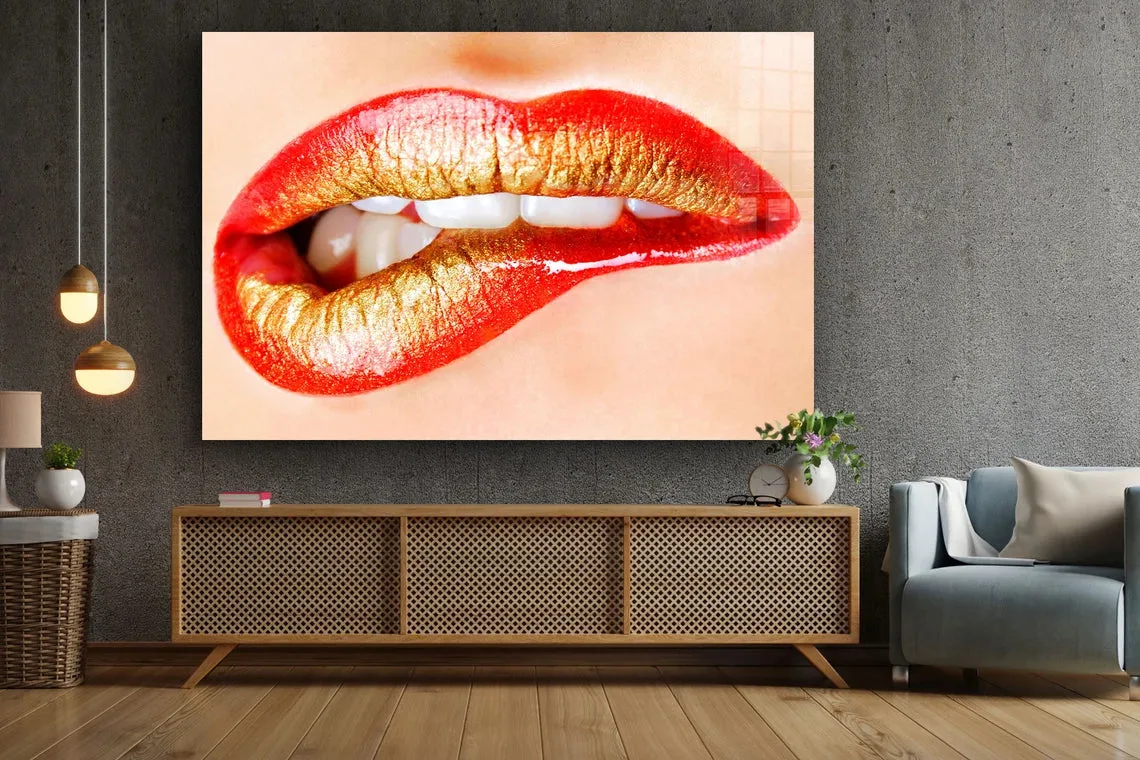Provocative Red Lips Print Tempered Glass Wall Art 100% Made in Australia Ready to Hang - Image 2