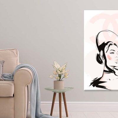 Stylish Black Peach Colored Girl Art Print 100% Australian Made