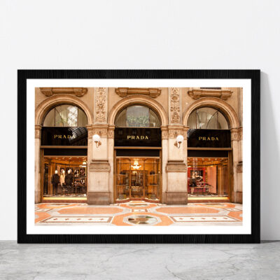Fashion Store View in Vittorio Emanuele Glass Framed Wall Art, Ready to Hang Quality Print