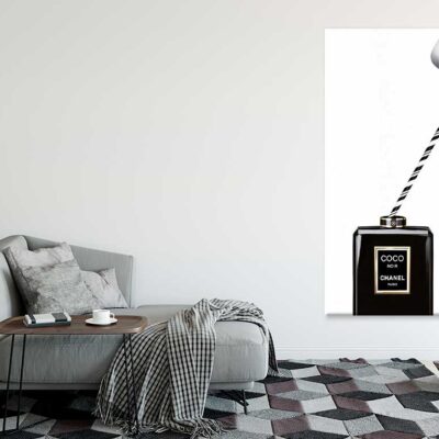 Bella Home Black Perfume Bottle Drinking with A Straw Print Canvas Ready to hang