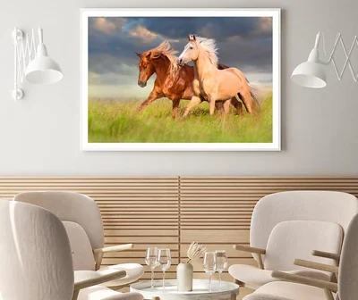 Horses Running in A Field with A Cloudy Sky Home Decor Premium Quality Poster Print Choose Your Sizes