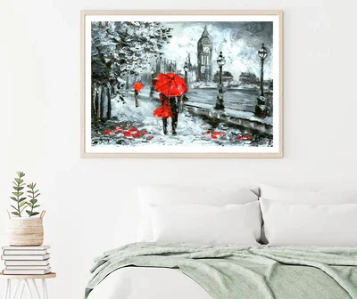 Oil Painting, Street View of London Home Decor Premium Quality Poster Print Choose Your Sizes