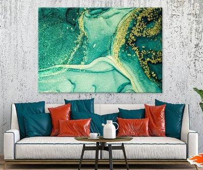 Green & Gold Splash Abstract Design Print 100% Australian Made