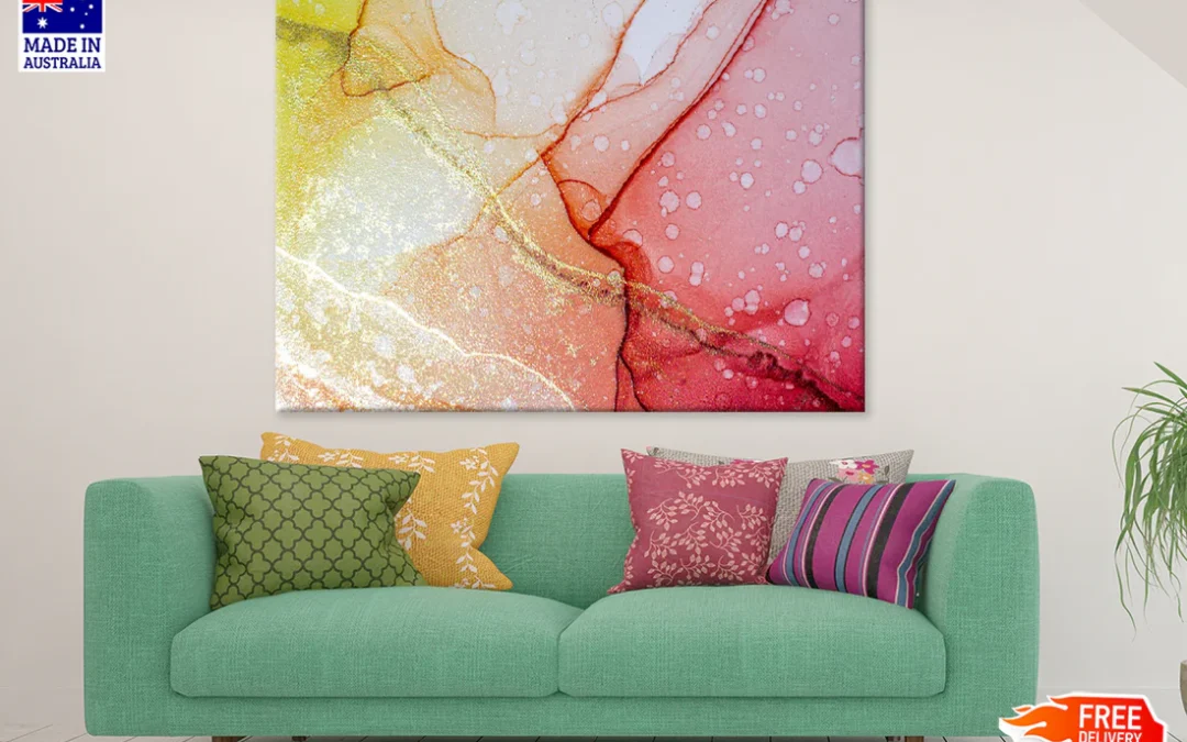 Pink Yellow & Gold Abstract Art Print 100% Australian Made