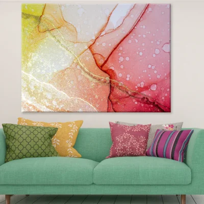 Pink Yellow & Gold Abstract Art Print 100% Australian Made