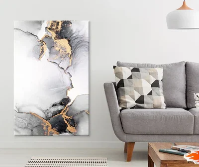 Grey Black & Gold Abstract Design Print 100% Australian Made