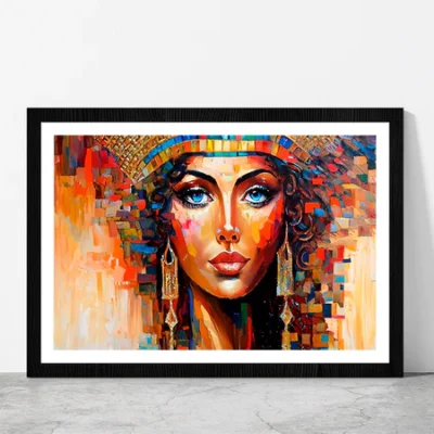 Ancient Beautiful Woman Painting Glass Framed Wall Art, Ready to Hang Quality Print