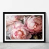 Pink Peony Flowers Bouquet Glass Framed Wall Art, Ready to Hang Quality Print