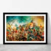 French Revolution Paint Abstract Glass Framed Wall Art, Ready to Hang Quality Print
