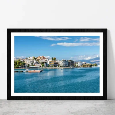 Strait Of Eurypia & The Island Glass Framed Wall Art, Ready to Hang Quality Print