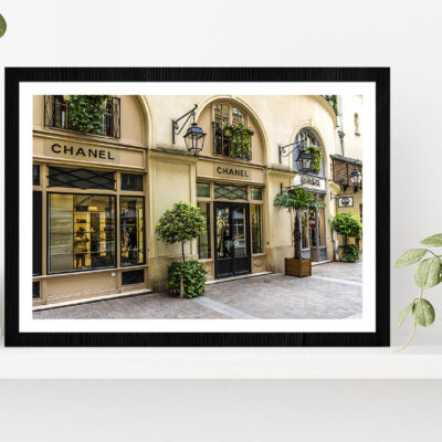 Tree Plants near Fashion Store Madeleine Glass Framed Wall Art, Ready to Hang Quality Print