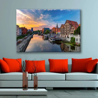 Bella Home Praiano's Church & Plaza With Sunset Print Canvas Ready to hang