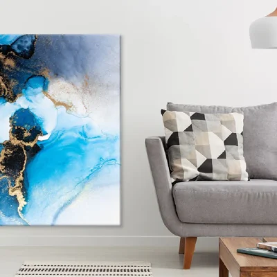 Blue Black & Gold Abstract Design Print 100% Australian Made