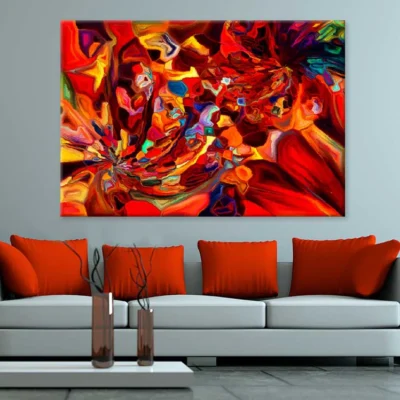 Red Orange Liquid Abstract Design Print 100% Australian Made