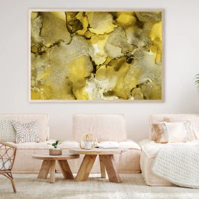 Yellow Gold Alcohol Ink Abstract Design Home Decor Premium Quality Poster Print Choose Your Sizes