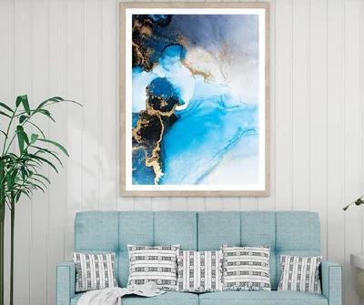 Blue Black & Gold Abstract Design Home Decor Premium Quality Poster Print Choose Your Sizes