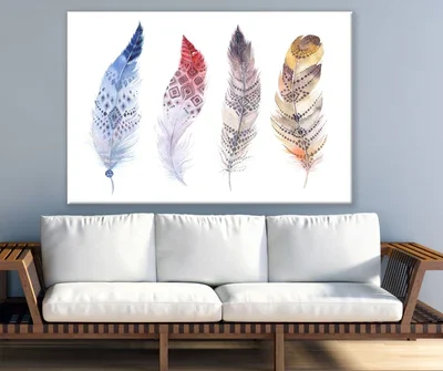 Bohemian Watercolor Feathers Art Print 100% Australian Made