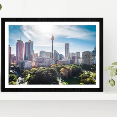 Drone View In Sydney Cityscape Glass Framed Wall Art, Ready to Hang Quality Print