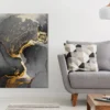 Dark Gold Splash & Black Abstract Design Print 100% Australian Made