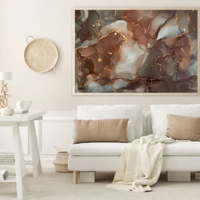 Grey Brown & Gold Fluid Abstract Design Home Decor Premium Quality Poster Print Choose Your Sizes