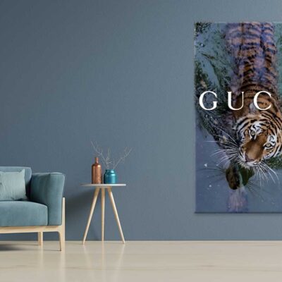 Bella Home Tiger With Water Fashion Wall Art Print Canvas Ready to hang
