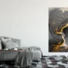 Dark Gold Splash & Black Abstract Design Print 100% Australian Made - Image 2