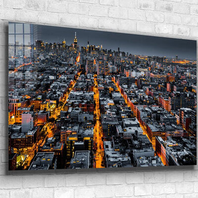 Night City Skyline View Print Tempered Glass Wall Art 100% Made in Australia Ready to Hang