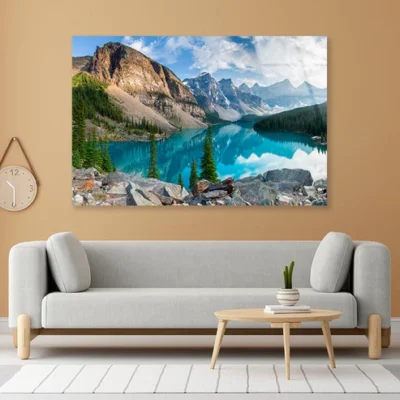 Turquoise Moraine Lake in The Canadian Rockies Acrylic Glass Print Tempered Glass Wall Art 100% Made in Australia Ready to Hang