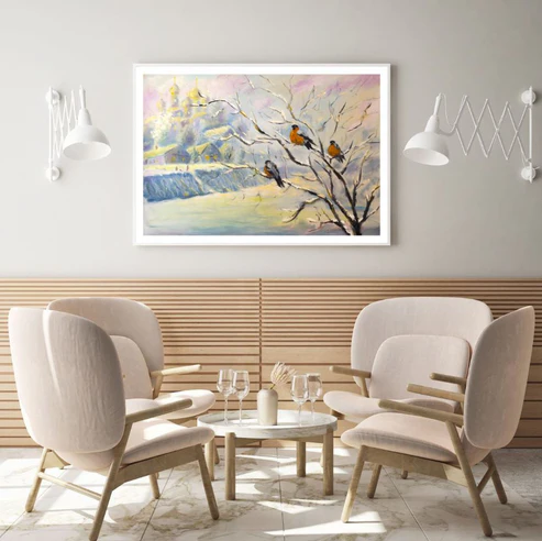 Birds on Tree Oil Painting Home Decor Premium Quality Poster Print Choose Your Sizes