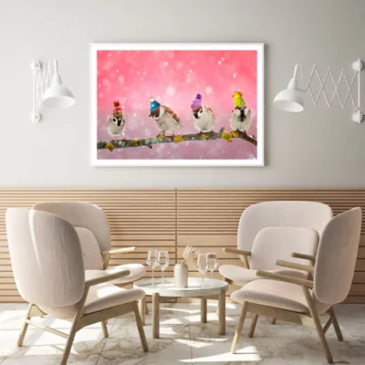 Birds with Caps Photograph Home Decor Premium Quality Poster Print Choose Your Sizes